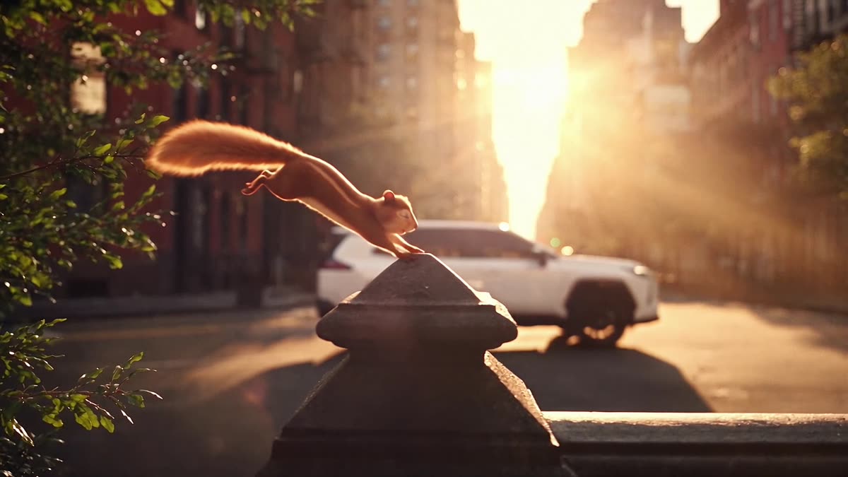 Toyota RAV4 original concept commercial — squirrel leaping as the RAV4 drives past